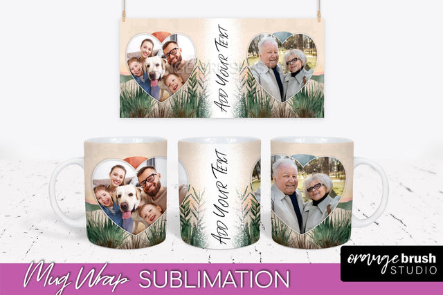 Add Your Photo Mug Wrap - Boho Mug Sublimation Design Sublimation OrangeBrushStudio 