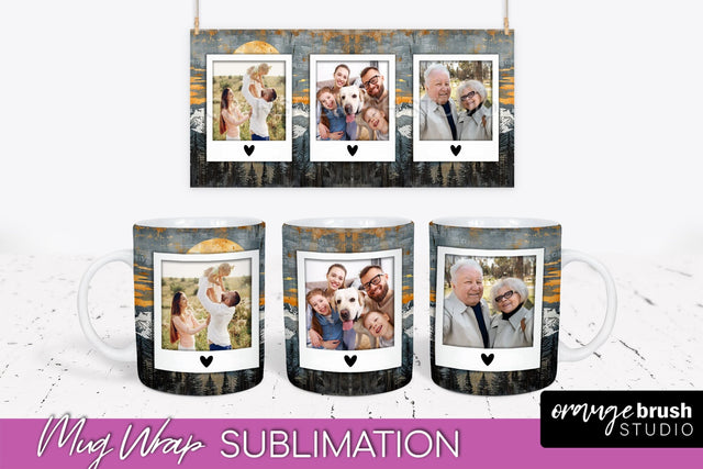 Add Your Photo Mug Wrap - Boho Mug Sublimation Design Sublimation OrangeBrushStudio 