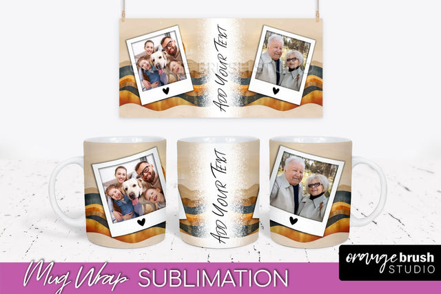 Add Your Photo Mug Wrap - Boho Mug Sublimation Design Sublimation OrangeBrushStudio 