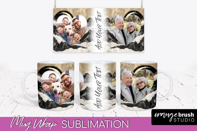 Add Your Photo Mug Wrap - Boho Mug Sublimation Design Sublimation OrangeBrushStudio 