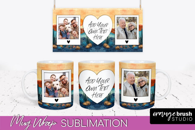 Add Your Photo Mug Wrap - Boho Mug Sublimation Design Sublimation OrangeBrushStudio 