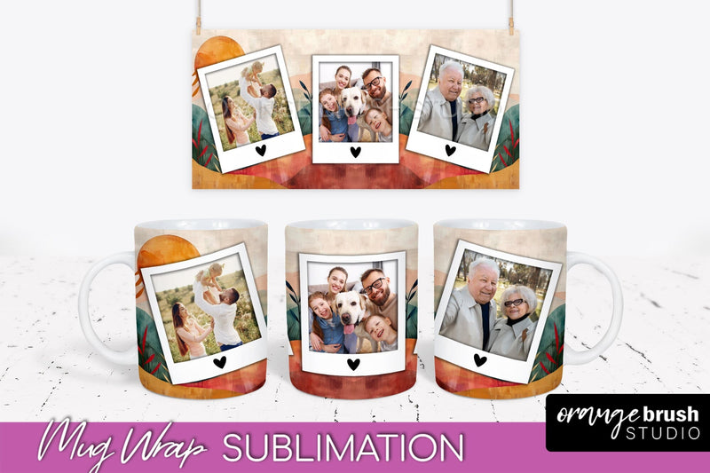 Add Your Photo Mug Wrap - Boho Mug Sublimation Design Sublimation OrangeBrushStudio 