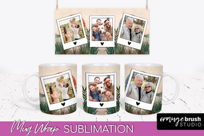 Add Your Photo Mug Wrap - Boho Mug Sublimation Design Sublimation OrangeBrushStudio 