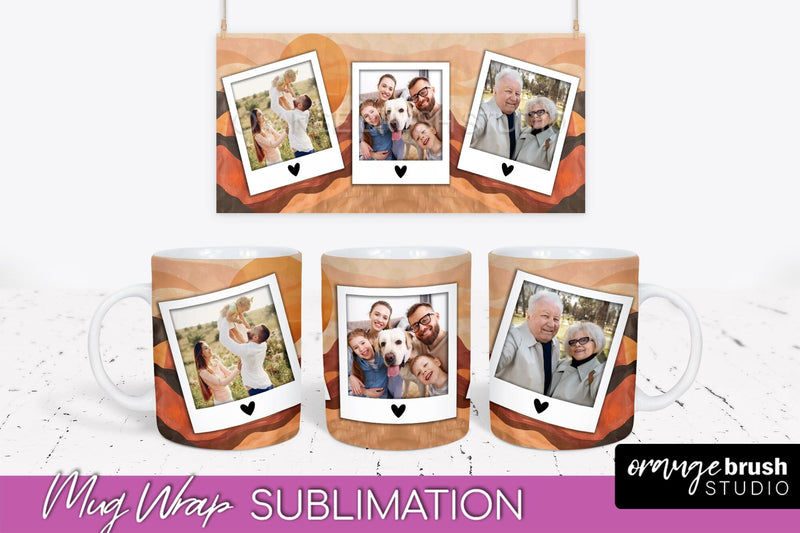 Add Your Photo Mug Wrap - Boho Mug Sublimation Design Sublimation OrangeBrushStudio 