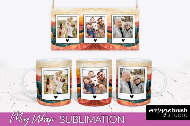 Add Your Photo Mug Wrap - Boho Mug Sublimation Design Sublimation OrangeBrushStudio 