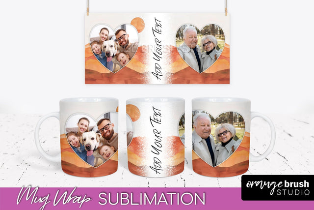 Add Your Photo Mug Wrap - Boho Mug Sublimation Design Sublimation OrangeBrushStudio 