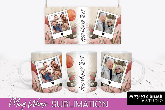 Add Your Photo Mug Wrap - Boho Mug Sublimation Design Sublimation OrangeBrushStudio 