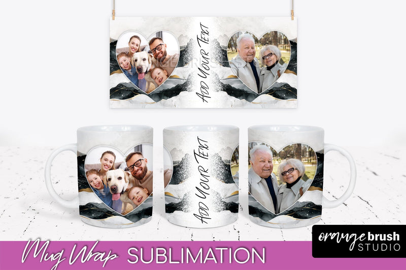 Add Your Photo Mug Wrap - Boho Mug Sublimation Design Sublimation OrangeBrushStudio 