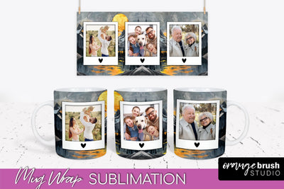 Add Your Photo Mug Wrap - Boho Mug Sublimation Design Sublimation OrangeBrushStudio 