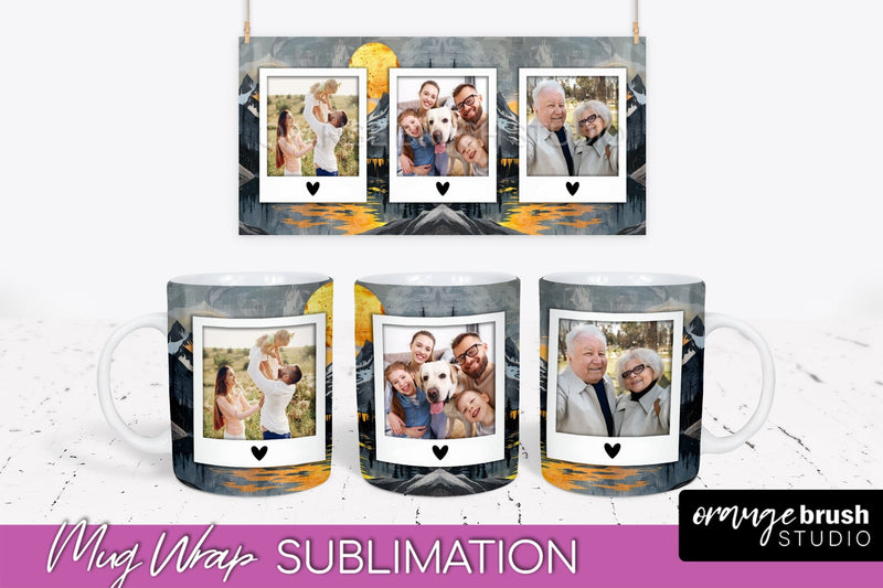 Add Your Photo Mug Wrap - Boho Mug Sublimation Design Sublimation OrangeBrushStudio 