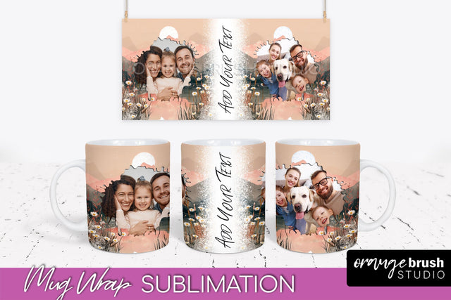Add Your Photo Mug Wrap - Boho Mug Sublimation Design Sublimation OrangeBrushStudio 