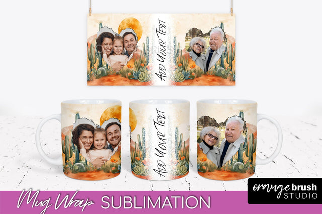 Add Your Photo Mug Wrap - Boho Mug Sublimation Design Sublimation OrangeBrushStudio 