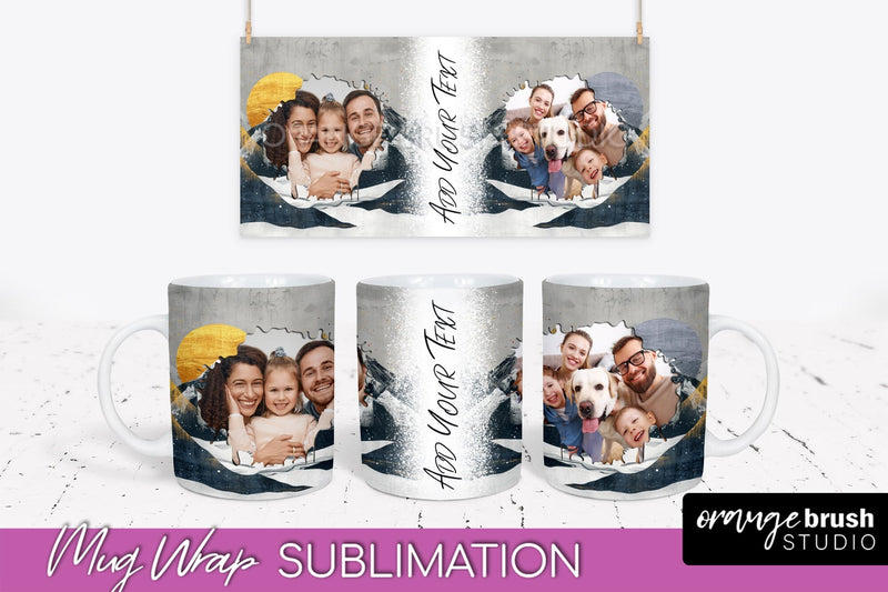 Add Your Photo Mug Wrap - Boho Mug Sublimation Design Sublimation OrangeBrushStudio 