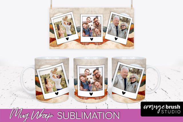 Add Your Photo Mug Wrap - Boho Mug Sublimation Design Sublimation OrangeBrushStudio 