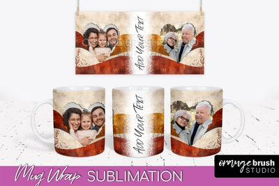 Add Your Photo Mug Wrap - Boho Mug Sublimation Design Sublimation OrangeBrushStudio 