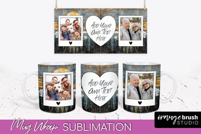 Add Your Photo Mug Wrap - Boho Mug Sublimation Design Sublimation OrangeBrushStudio 