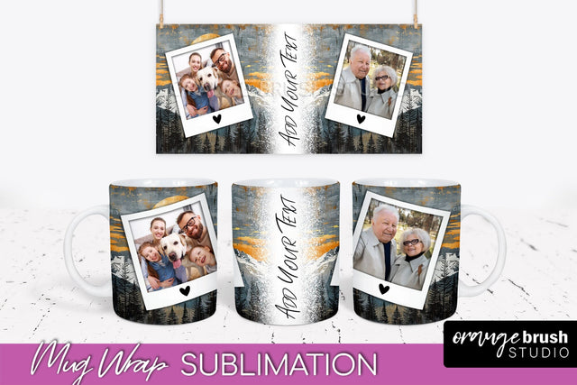 Add Your Photo Mug Wrap - Boho Mug Sublimation Design Sublimation OrangeBrushStudio 