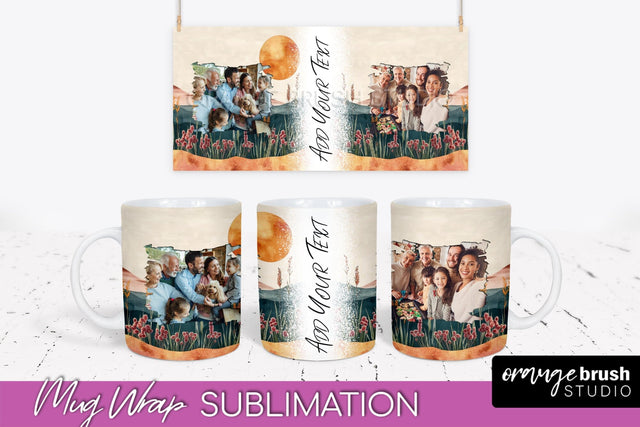 Add Your Photo Mug Wrap - Boho Mug Sublimation Design Sublimation OrangeBrushStudio 