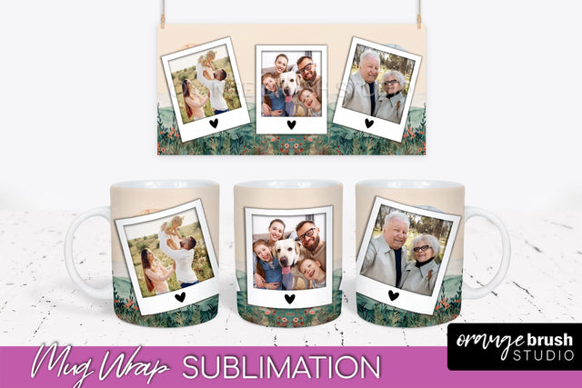 Add Your Photo Mug Wrap - Boho Mug Sublimation Design Sublimation OrangeBrushStudio 