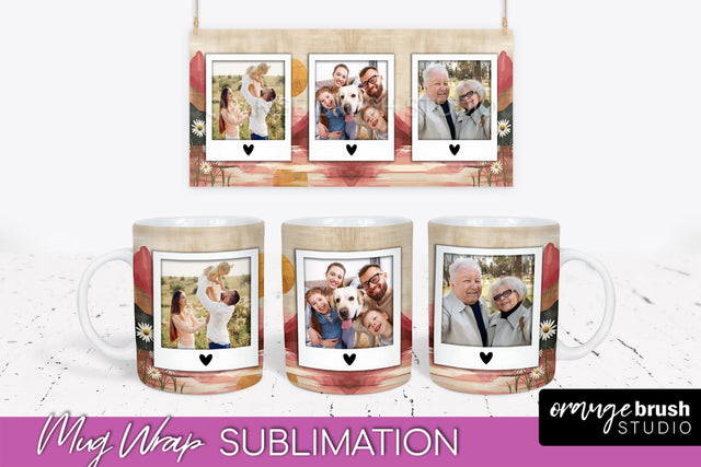 Add Your Photo Mug Wrap - Boho Mug Sublimation Design Sublimation OrangeBrushStudio 