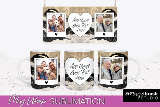 Add Your Photo Mug Wrap - Boho Mug Sublimation Design Sublimation OrangeBrushStudio 