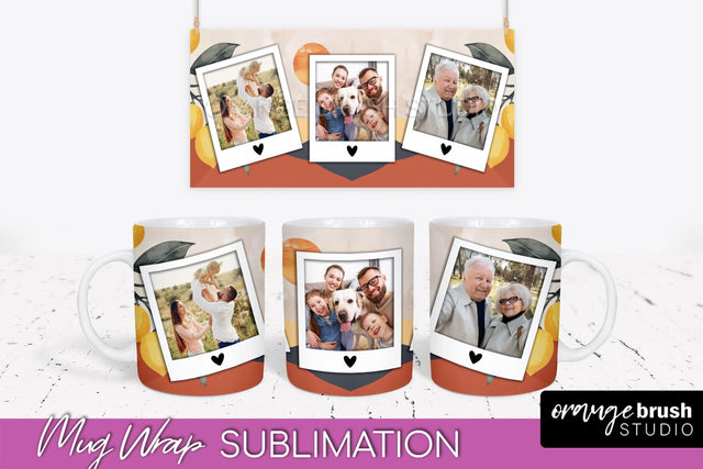 Add Your Photo Mug Wrap - Boho Mug Sublimation Design Sublimation OrangeBrushStudio 