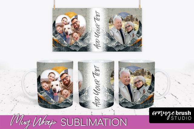 Add Your Photo Mug Wrap - Boho Mug Sublimation Design Sublimation OrangeBrushStudio 