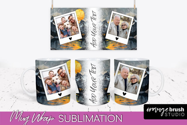 Add Your Photo Mug Wrap - Boho Mug Sublimation Design Sublimation OrangeBrushStudio 