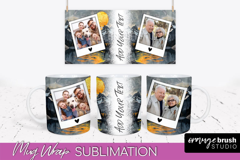 Add Your Photo Mug Wrap - Boho Mug Sublimation Design Sublimation OrangeBrushStudio 
