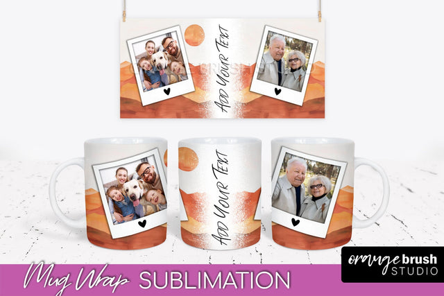 Add Your Photo Mug Wrap - Boho Mug Sublimation Design Sublimation OrangeBrushStudio 
