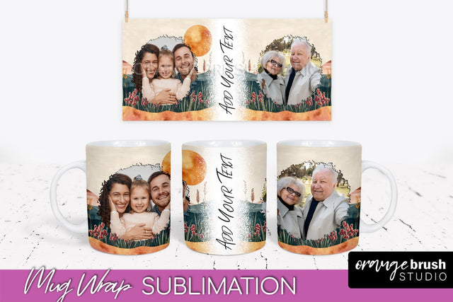 Add Your Photo Mug Wrap - Boho Mug Sublimation Design Sublimation OrangeBrushStudio 