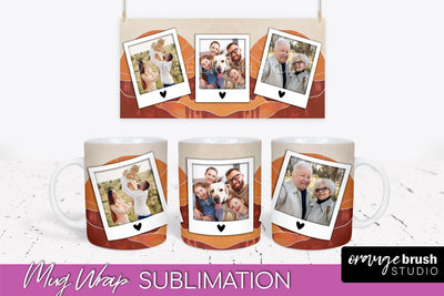 Add Your Photo Mug Wrap - Boho Mug Sublimation Design Sublimation OrangeBrushStudio 