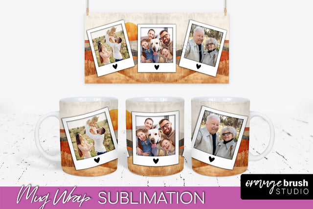 Add Your Photo Mug Wrap - Boho Mug Sublimation Design Sublimation OrangeBrushStudio 