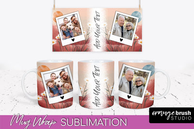 Add Your Photo Mug Wrap - Boho Mug Sublimation Design Sublimation OrangeBrushStudio 