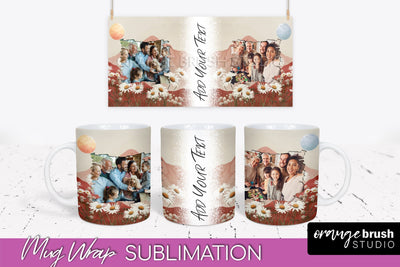 Add Your Photo Mug Wrap - Boho Mug Sublimation Design Sublimation OrangeBrushStudio 