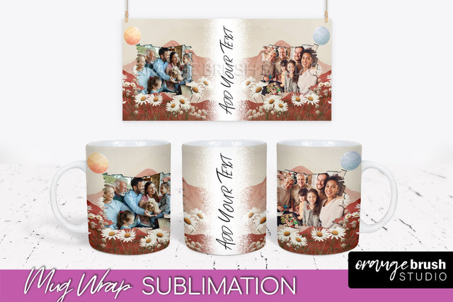 Add Your Photo Mug Wrap - Boho Mug Sublimation Design Sublimation OrangeBrushStudio 