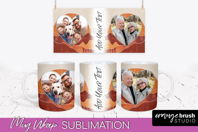 Add Your Photo Mug Wrap - Boho Mug Sublimation Design Sublimation OrangeBrushStudio 