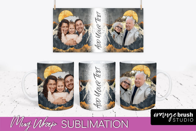 Add Your Photo Mug Wrap - Boho Mug Sublimation Design Sublimation OrangeBrushStudio 
