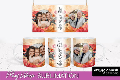 Add Your Photo Mug Wrap - Boho Mug Sublimation Design Sublimation OrangeBrushStudio 