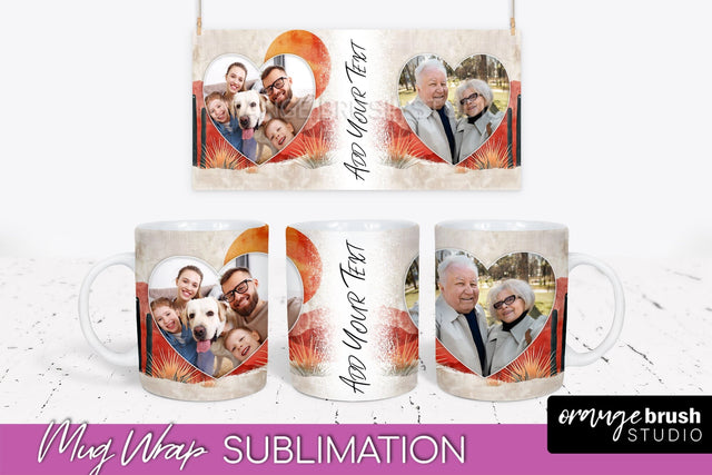 Add Your Photo Mug Wrap - Boho Mug Sublimation Design Sublimation OrangeBrushStudio 