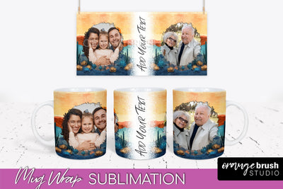 Add Your Photo Mug Wrap - Boho Mug Sublimation Design Sublimation OrangeBrushStudio 