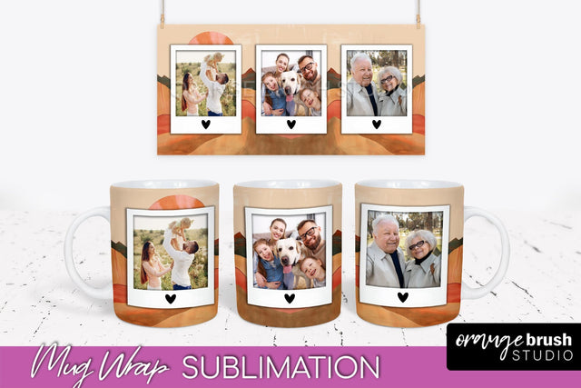 Add Your Photo Mug Wrap - Boho Mug Sublimation Design Sublimation OrangeBrushStudio 