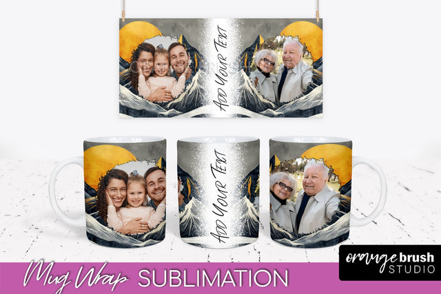 Add Your Photo Mug Wrap - Boho Mug Sublimation Design Sublimation OrangeBrushStudio 