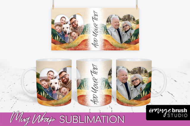 Add Your Photo Mug Wrap - Boho Mug Sublimation Design Sublimation OrangeBrushStudio 