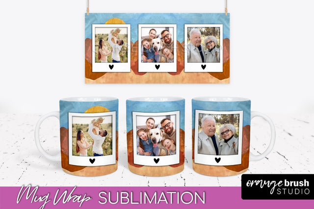 Add Your Photo Mug Wrap - Boho Mug Sublimation Design Sublimation OrangeBrushStudio 