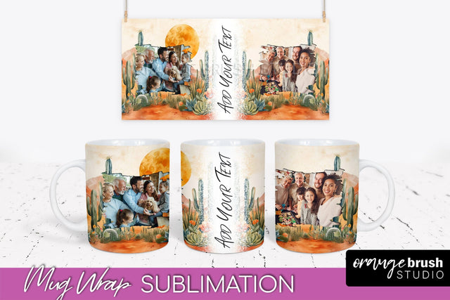 Add Your Photo Mug Wrap - Boho Mug Sublimation Design Sublimation OrangeBrushStudio 