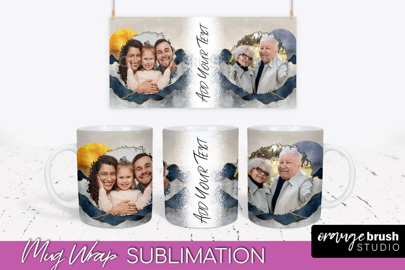 Add Your Photo Mug Wrap - Boho Mug Sublimation Design Sublimation OrangeBrushStudio 