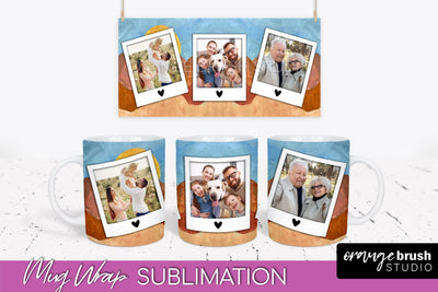 Add Your Photo Mug Wrap - Boho Mug Sublimation Design Sublimation OrangeBrushStudio 