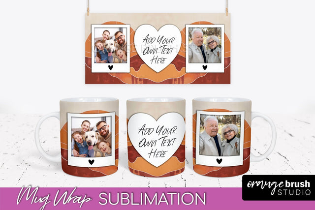 Add Your Photo Mug Wrap - Boho Mug Sublimation Design Sublimation OrangeBrushStudio 