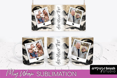 Add Your Photo Mug Wrap - Boho Mug Sublimation Design Sublimation OrangeBrushStudio 